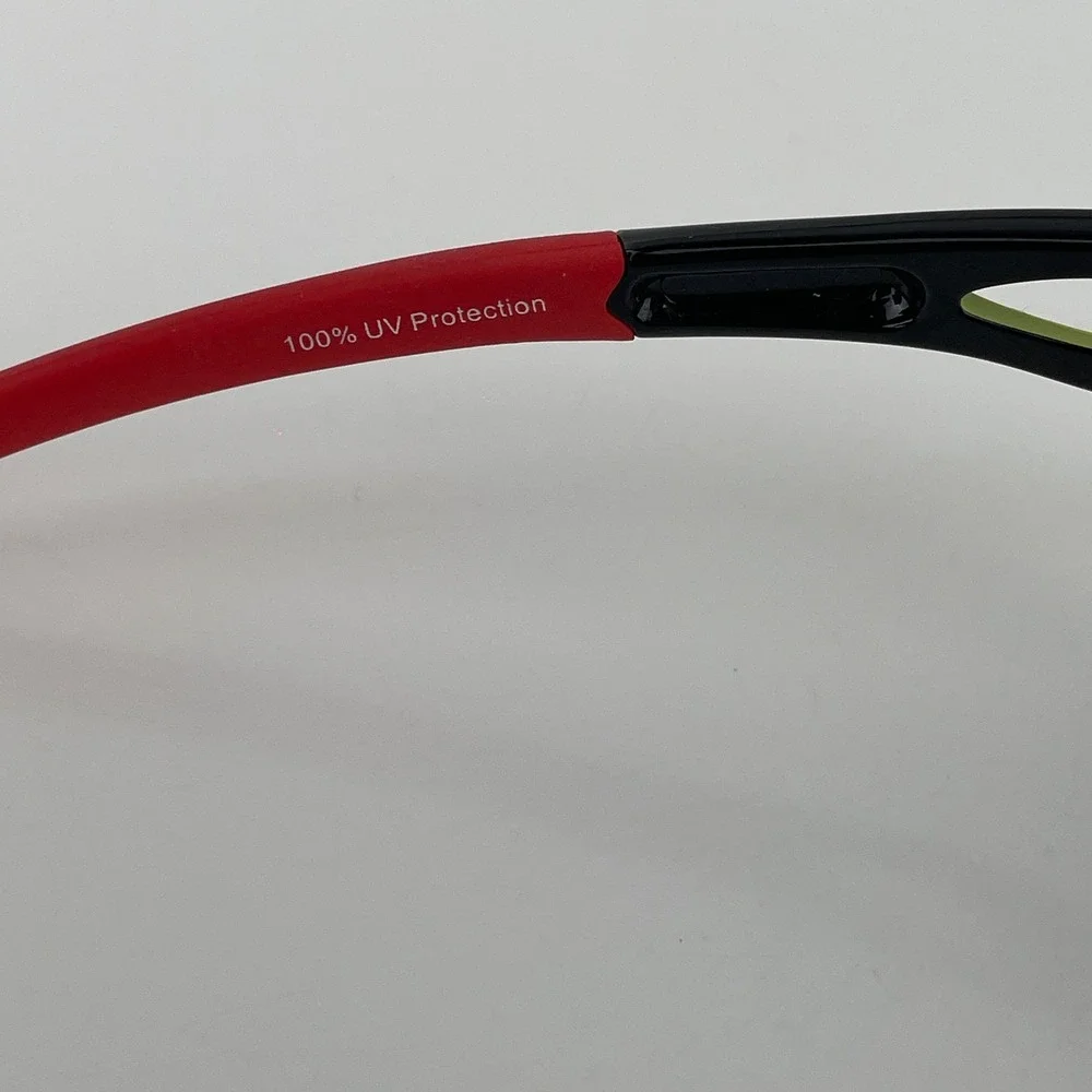 Mens Sport Wrap Sunglasses Black Neon Yellow Red Iridescent Mirrored Shield‎ Y2K